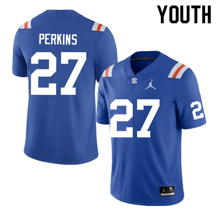 Youth #27 Jadarrius Perkins Florida Gators College Football Jerseys Sale-Throwback